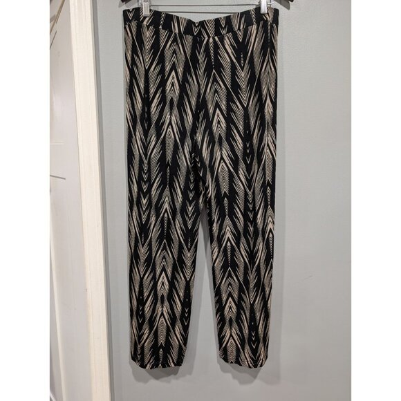 Chico's Travelers Pants Size 2 (L) Black and Tan Patterned Wide-Leg Pants Boho - Picture 3 of 16